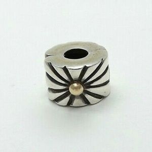 Pandora Silver + Gold Sunburst Clip Charm